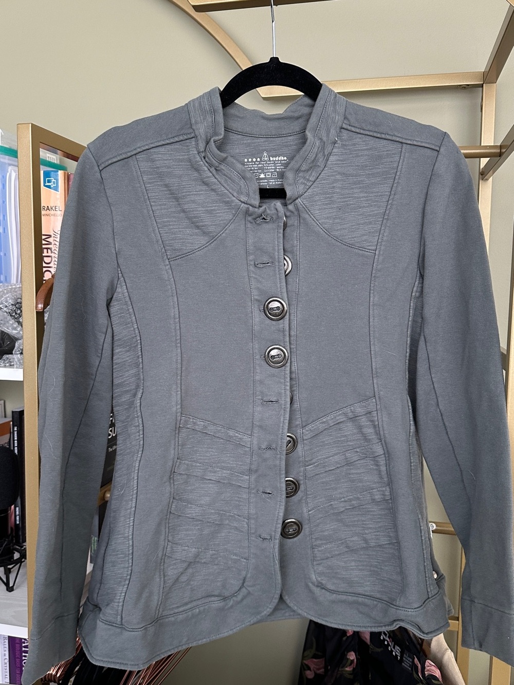 neon buddha Gray Button-Front Tailored Jacket